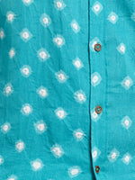 Load image into Gallery viewer, Long Sleeve Regular Collar Bandhani Shirt – Aqua Blue

