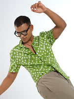 Load image into Gallery viewer, Short Sleeve Cuban Collar Bandhani Shirt – Guava Green
