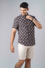Load image into Gallery viewer, Slim Fit Block Printed Cotton Shirt - Jaal Black
