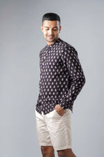 Load image into Gallery viewer, Regular Fit Block Printed Cotton Shirt - Jhumka Black
