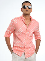 Load image into Gallery viewer, Long Sleeve Regular Collar Bandhani Shirt – Salmon Pink
