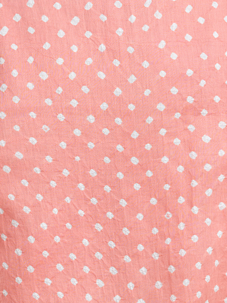 Long Sleeve Regular Collar Bandhani Shirt – Salmon Pink