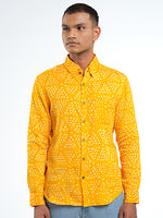 Load image into Gallery viewer, Long Sleeve Regular Collar Bandhani Shirt – Mango Yellow

