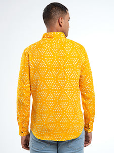 Long Sleeve Regular Collar Bandhani Shirt – Mango Yellow