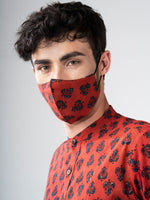 Load image into Gallery viewer, Block Printed Reversible Cotton Mask - Ankur Red
