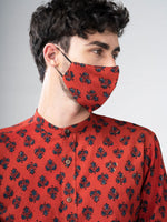 Load image into Gallery viewer, Block Printed Reversible Cotton Mask - Ankur Red
