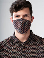Load image into Gallery viewer, Block Printed Reversible Cotton Mask - Chaman Black
