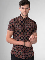 Load image into Gallery viewer, Slim Fit Block Printed Cotton Shirt - Farsh Black
