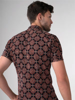 Load image into Gallery viewer, Slim Fit Block Printed Cotton Shirt - Farsh Black
