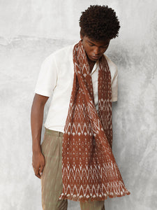 Unisex Handwoven Ikat Scarf - Earth Brown
