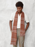 Load image into Gallery viewer, Unisex Handwoven Ikat Scarf - Earth Brown
