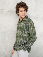 Load image into Gallery viewer, Comfort Fit Handwoven Ikat Shirt - Evergreens
