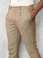 Load image into Gallery viewer, Slim Fit Handwoven Ikat Pants - Peanut Brown (Two tone)
