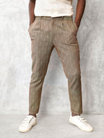 Load image into Gallery viewer, Slim Fit Handwoven Ikat Pants - Peanut Brown (Two tone)

