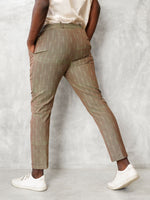 Load image into Gallery viewer, Slim Fit Handwoven Ikat Pants - Peanut Brown (Two tone)
