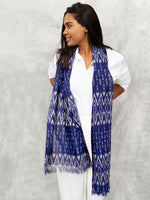 Load image into Gallery viewer, Unisex Handwoven Ikat Scarf - Midnight Blue
