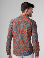 Load image into Gallery viewer, Regular Fit Block Printed Cotton Shirt - Gulshan Red

