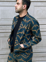 Load image into Gallery viewer, Disturbia - Teal Blue Handcrafted Ikat Jacket
