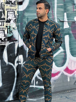 Load image into Gallery viewer, Disturbia - Teal Blue Slim Fit Handwoven Ikat Pants
