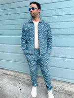 Load image into Gallery viewer, Glitchet - Sky Blue Handcrafted Ikat Jacket
