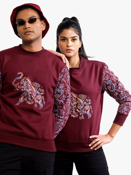 Unisex Printed Crewneck Sweatshirt - Maroon – Pali Clothing