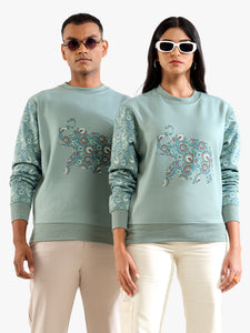 Unisex Printed Crewneck Sweatshirt – Mint Green