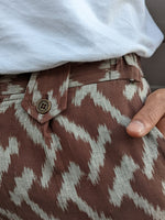 Load image into Gallery viewer, Obscuria - Brown Slim Fit Handwoven Ikat Pants
