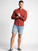 Load image into Gallery viewer, Regular Fit Block Printed Cotton Shirt - Ankur Red
