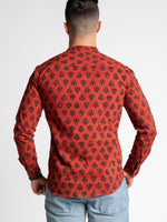 Load image into Gallery viewer, Regular Fit Block Printed Cotton Shirt - Ankur Red
